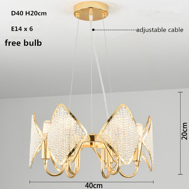 Lámpara de araña de cristal francesa moderna de lujo para sala de estar