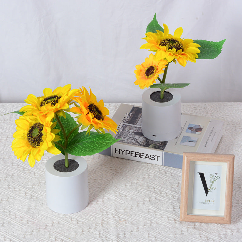 Lámpara de mesa con luz nocturna de simulación Led de girasol recargable, lámpara de escritorio decorativa con flores de simulación para restaurante, Hotel, regalo de boda