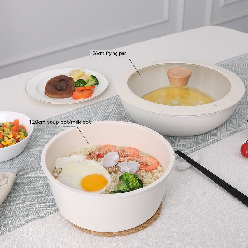 Removable Handle Non-stick Pan Thickened Flat Small White Pot