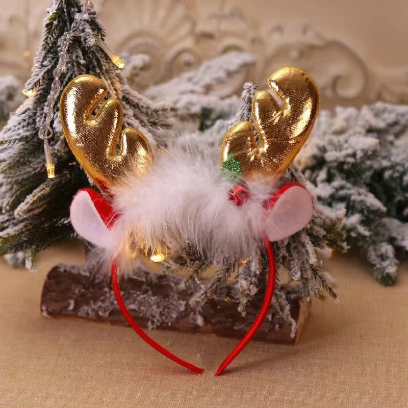 Christmas Decorations Fluff Antlers Bell Head Buckle Headband