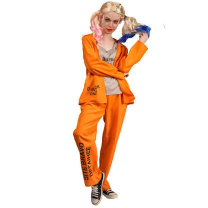 Costume de prisonnier orange pour hommes et femmes de grande taille pour Halloween