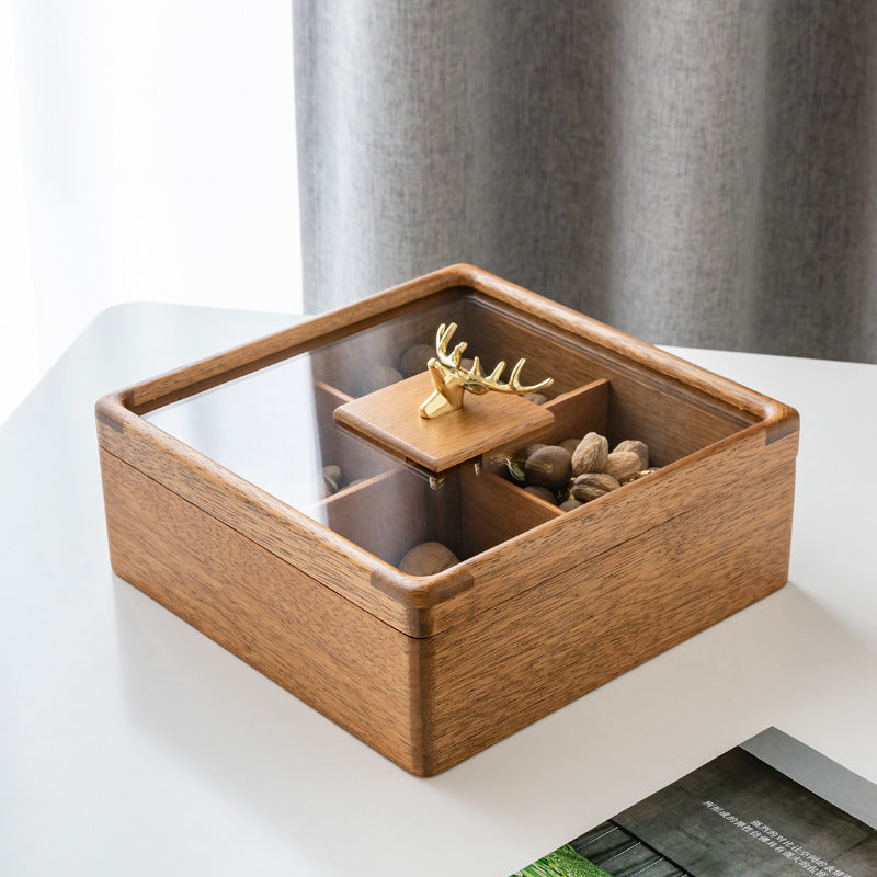 Solid Wood Nut Box Living Room Household Compartment With Cover