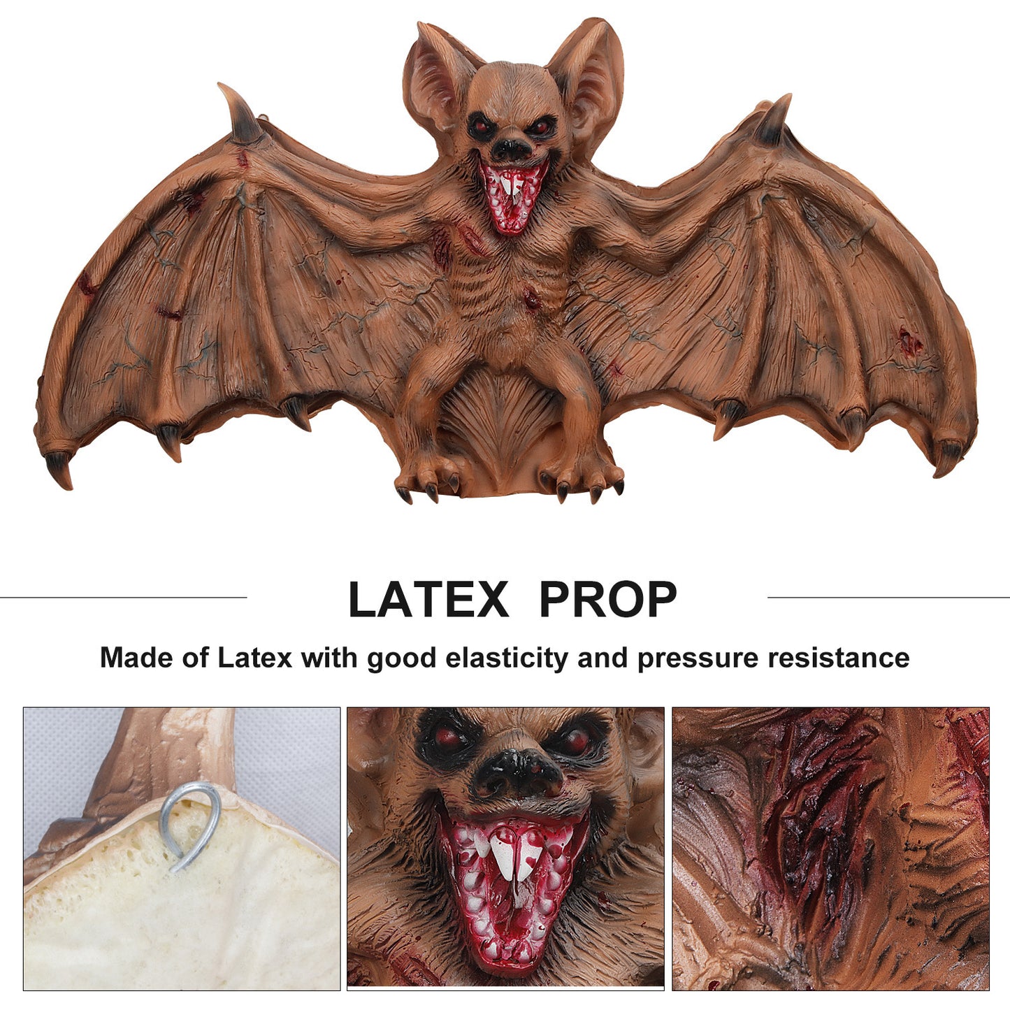 Colgante de fantasma de murciélago grande para Halloween, juguete decorativo para habitación secreta, accesorios de látex de espuma de terror