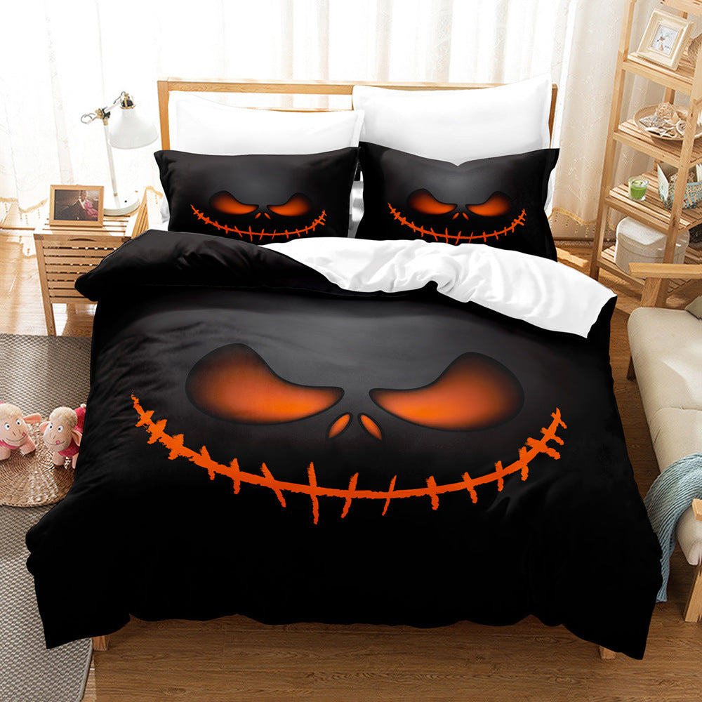 Juego de tres piezas de ropa de cama navideña de sábanas de la serie Halloween