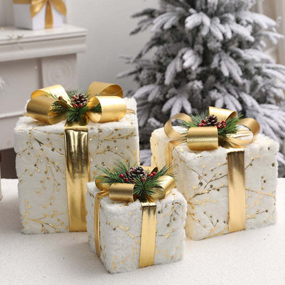 Coffret cadeau de noël, sac cadeau en tissu, boîte-cadeau à tête de Pile en trois pièces