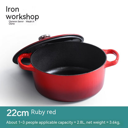 Iron Workshop Enamel Soup Pot Thickened Cast Pot