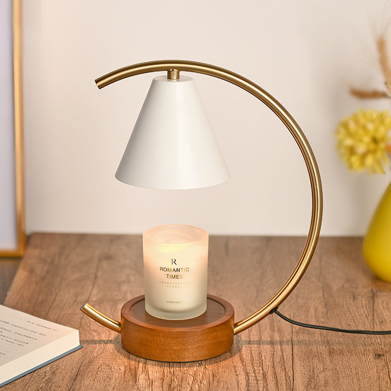 Wooden Base Fused Candle Lamp Bedroom