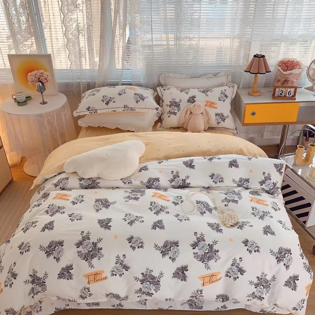 Juego de cuatro piezas de cama de algodón con estampado simple de moda para el hogar