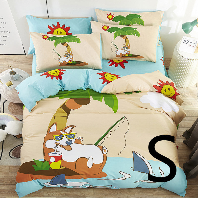 Drap de lit pour enfants, housse de couette, drap de lit, dessin animé mignon, textile pour la maison