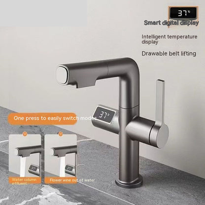 Gun Gray Basin Intelligent Temperature Display Washbasin Faucet