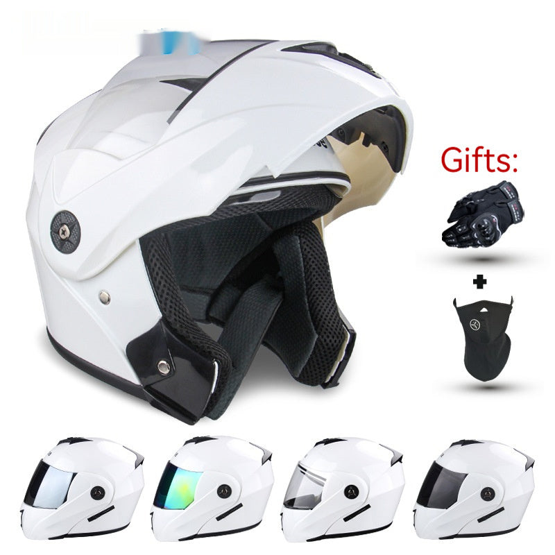 Casco de motocicleta para hombres y mujeres expuestos con doble lente de motocicleta eléctrica