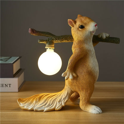 Cute Fruit-carrying Squirrel Cartoon Table Lamp Designer