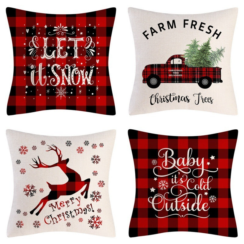 Home Decoration Christmas Pillow Cover Four-piece Set