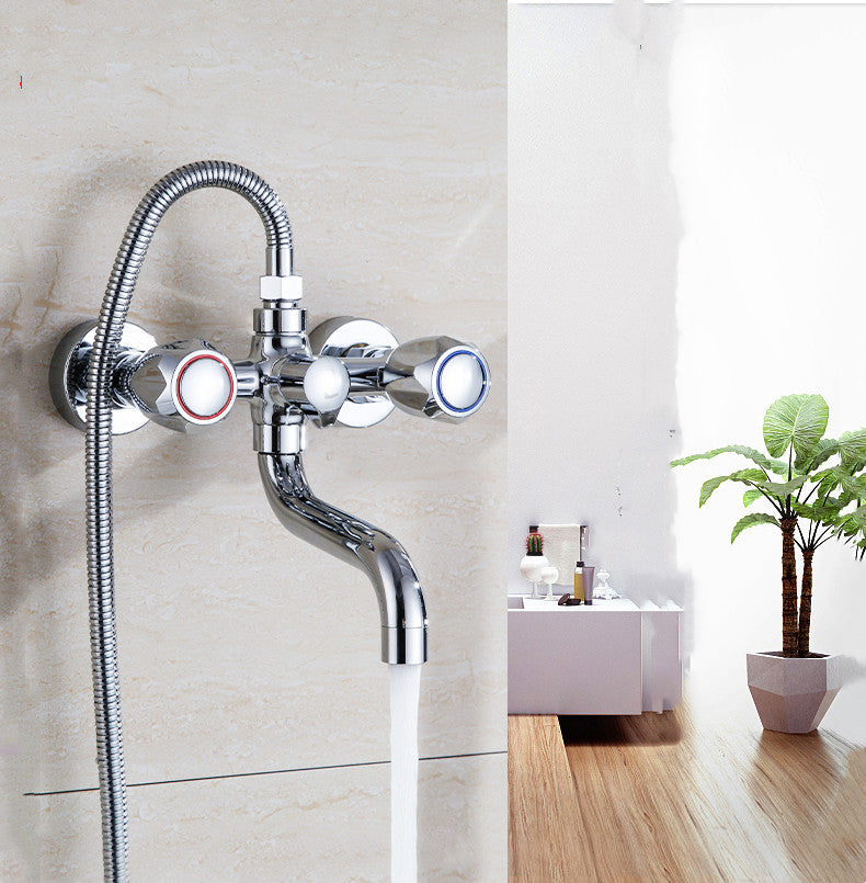 Grifo de bañera de Control doble de cobre con válvula mezcladora de ducha Triple oculta para baño