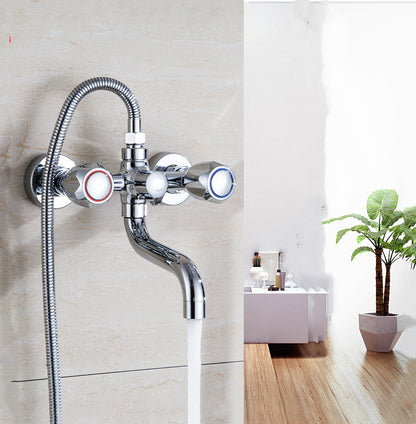 Bathroom Concealed Triple Shower Mixer Valve Copper Double Control Bathtub Faucet