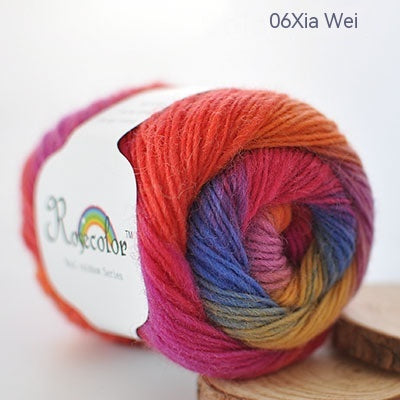 Rainbow Pure Wool Long Section Dyed Scarf Thread