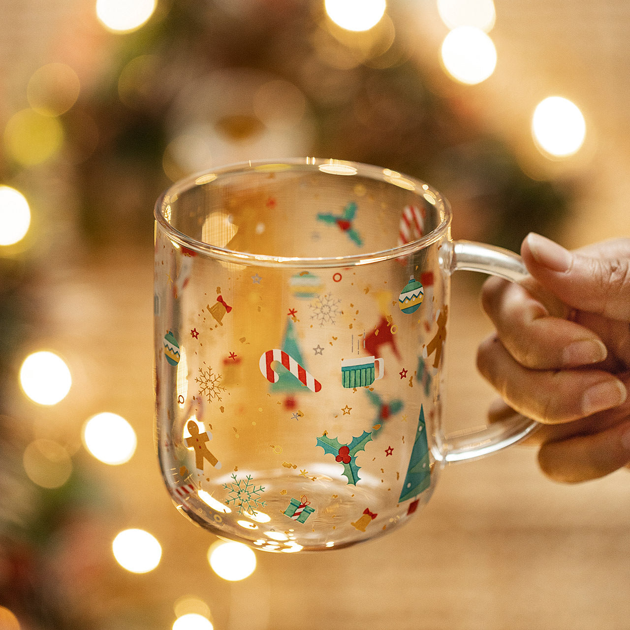 Vaso navideño para desayuno casero, gran capacidad, con asa