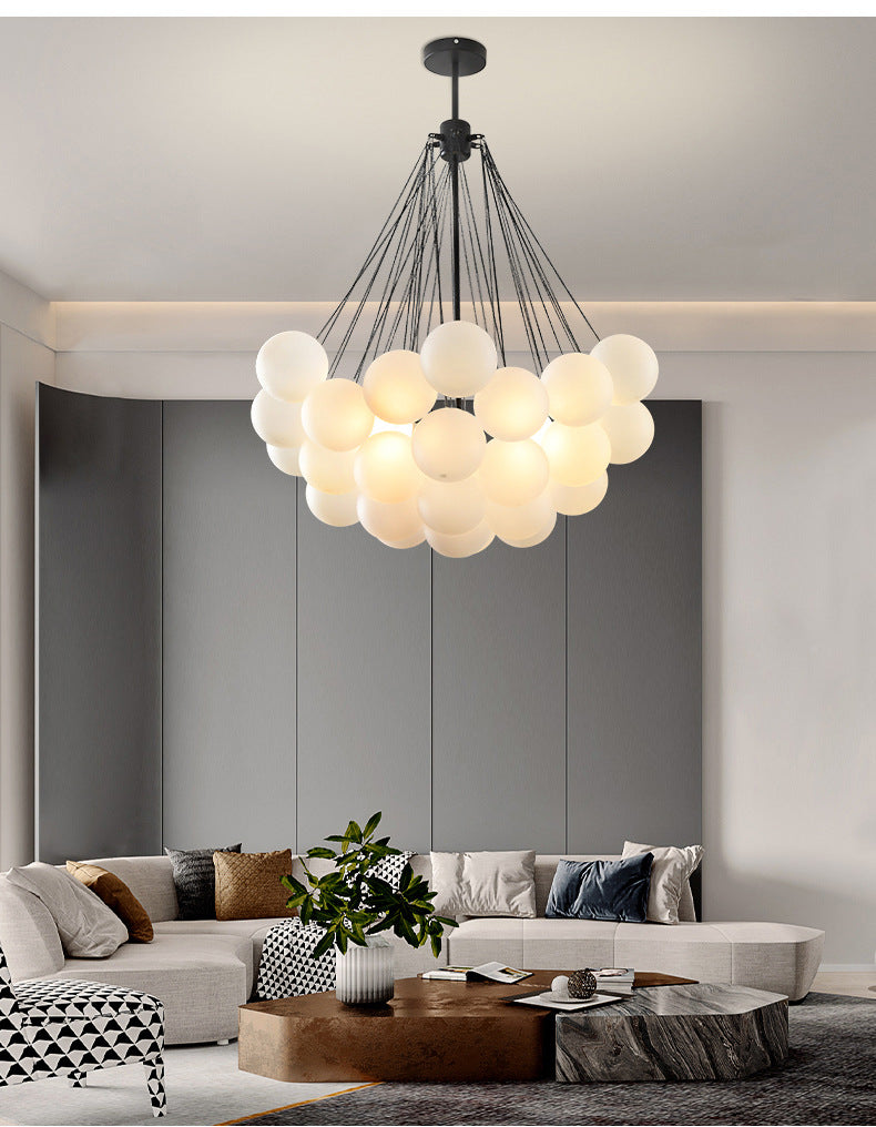 Lámpara colgante para el salón postmoderna con burbujas de cristal blanco, bola de lujo, luz creativa