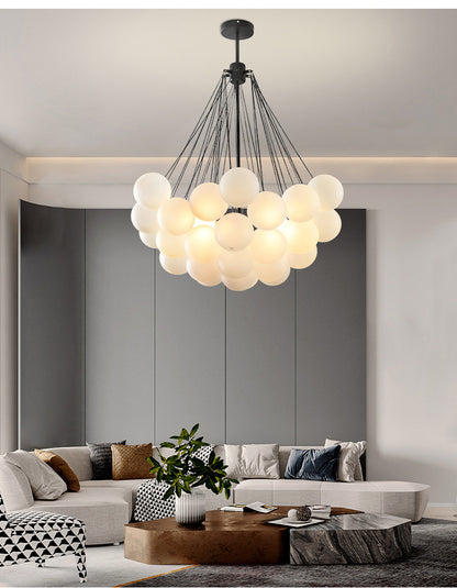 Lámpara colgante para el salón postmoderna con burbujas de cristal blanco, bola de lujo, luz creativa