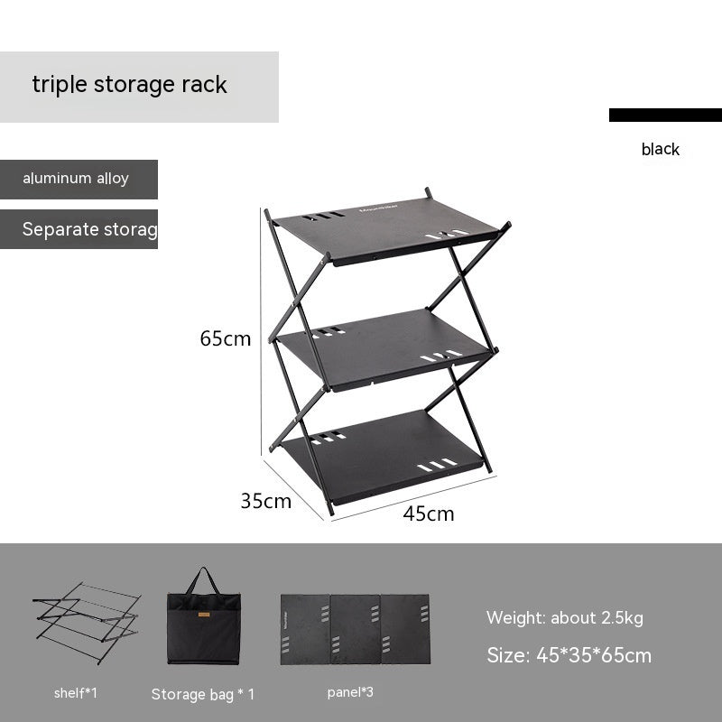 Estante de almacenamiento de empalme triple de aleación de aluminio para camping al aire libre