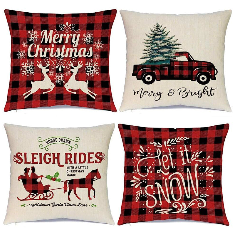 Home Decoration Christmas Pillow Cover Four-piece Set