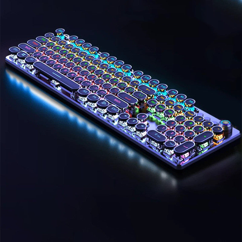 Teclado mecánico luminoso con perilla galvanizada punk retro