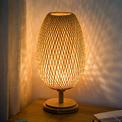 Bamboo Woven Table Lamp Japanese Style Zen Bedroom Living Room