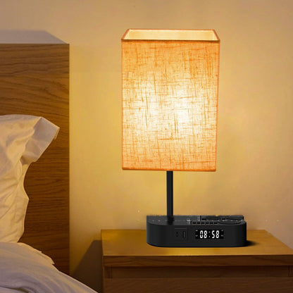 Lampe de table multifonctionnelle en tissu avec réveil Bluetooth