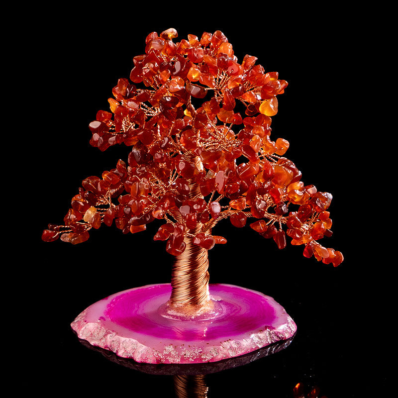 Décoration inférieure en tranches d'agate d'arbre de fortune en cristal