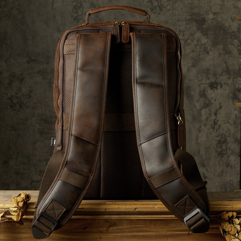 Handmade Retro Mad Horse Leather Backpack