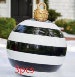 Bola de adorno navideño para exteriores, de PVC, 60 cm, inflable, decorada, bolas gigantes de PVC, grandes, para decorar árboles de Navidad