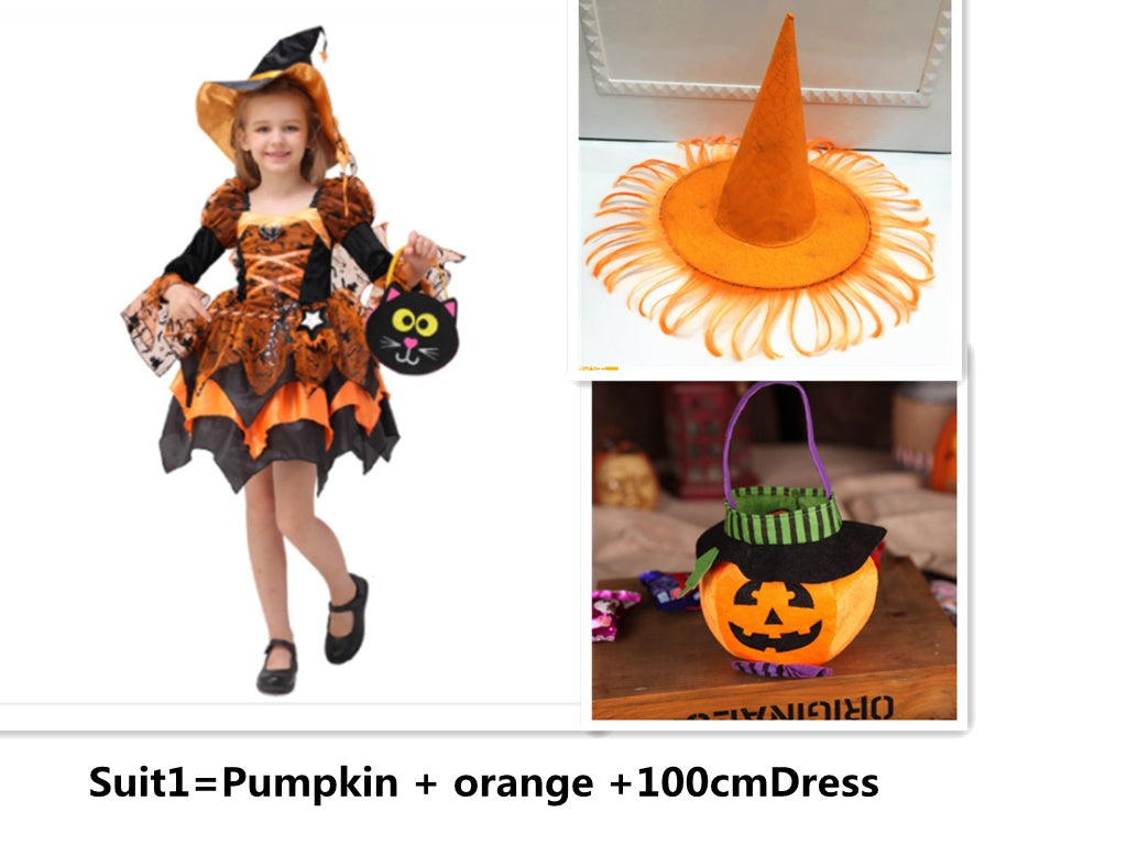 Déguisement d'Halloween pour enfants, robe de princesse sorcière Cosplay