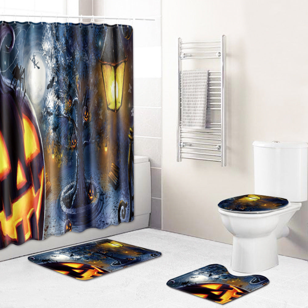 Ensemble de salle de bain et toilettes Halloween, tapis de salon et de chambre à coucher en quatre pièces