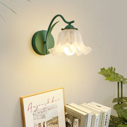 Lámpara de pared con cabecera de cama para niña, estilo retro idílico, con flores