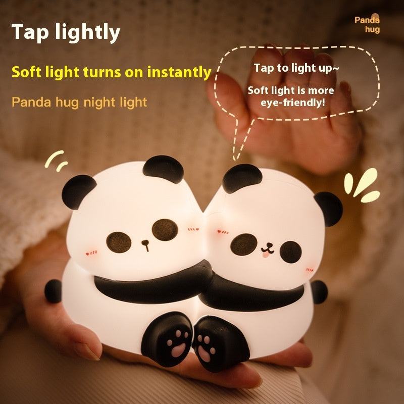 Lámpara de noche pequeña con forma de panda y luz LED para decoración de escritorio