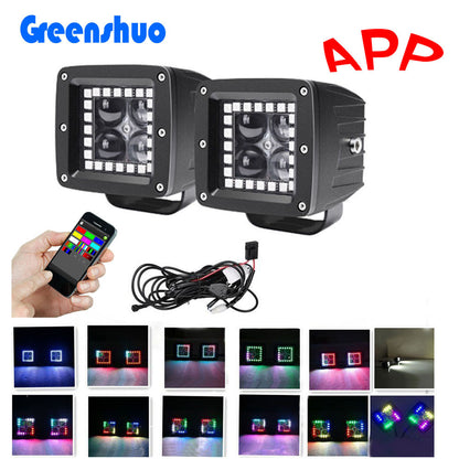 Magic Run Fog Lamp RGB Working Lamp Wireless Remote Control Bluetooth Control