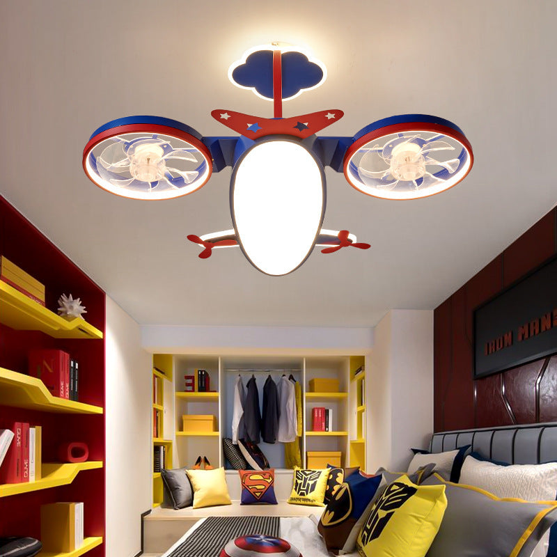 Cartoon Airplane Fan Lights In Children's Room