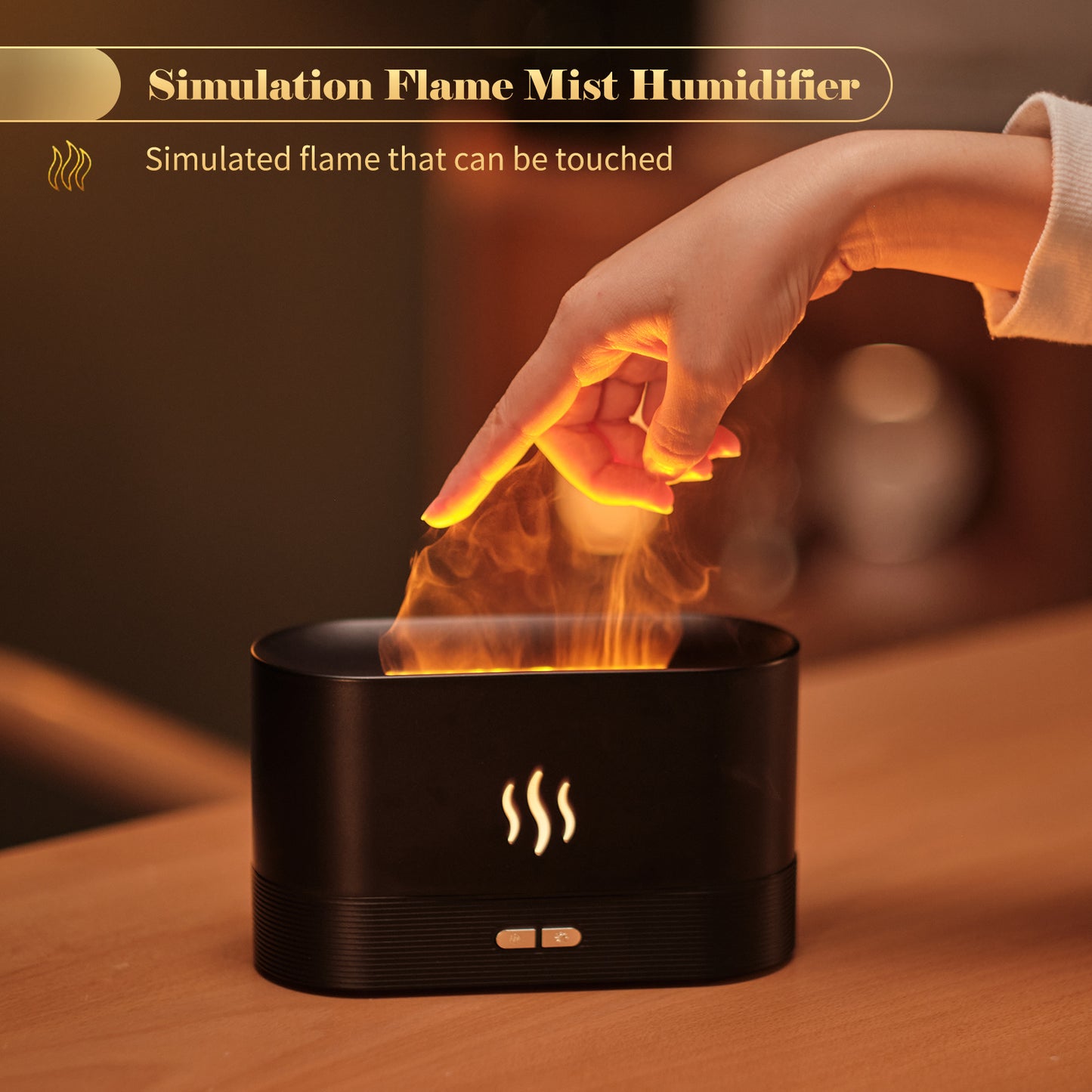 Difusor de aroma con humidificador de niebla con luz de llama, difusor de aromaterapia con protección de apagado automático sin agua para spa, hogar, Yoga, oficina