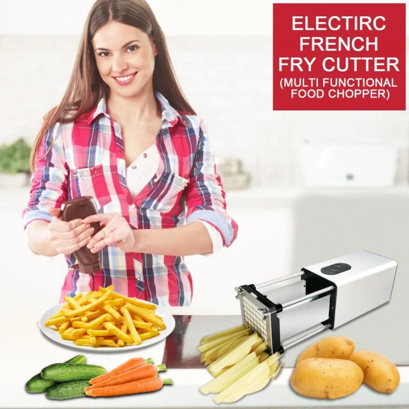 Utensilio de cocina, cortador eléctrico de patatas fritas con cuchillas, acero inoxidable, verduras, patatas, zanahorias para el hogar comercial