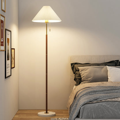 Lampadaire plissé Simple à Grain de bois de luxe rétro, luminaire décoratif d'intérieur, idéal pour une chambre à coucher, un canapé, un bureau ou une chambre à coucher