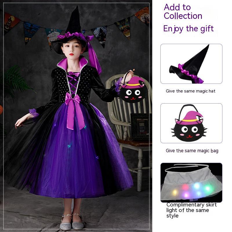 Costume de spectacle d'Halloween pour filles, robe lumineuse