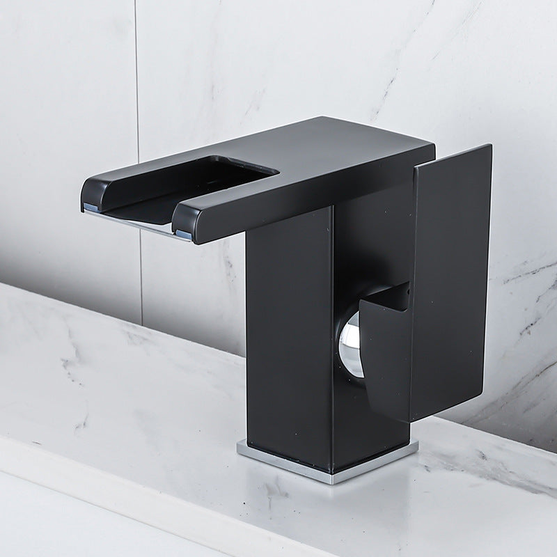 Grifo para mueble de baño, lavabo, mesa fría y caliente, cascada negra