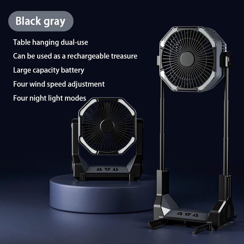 HOMEFISH Ventilateur de Refroidissement USB Chargement Télescopique Pliable Ventilateur de Bureau Banque d'alimentation de Secours Veilleuse Refroidisseur d'air Ventilateur de Table à 4 Vitesses