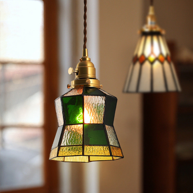 Lámpara de araña de cristal de latón, estilo Retro japonés, para restaurante, dormitorio, casa de familia