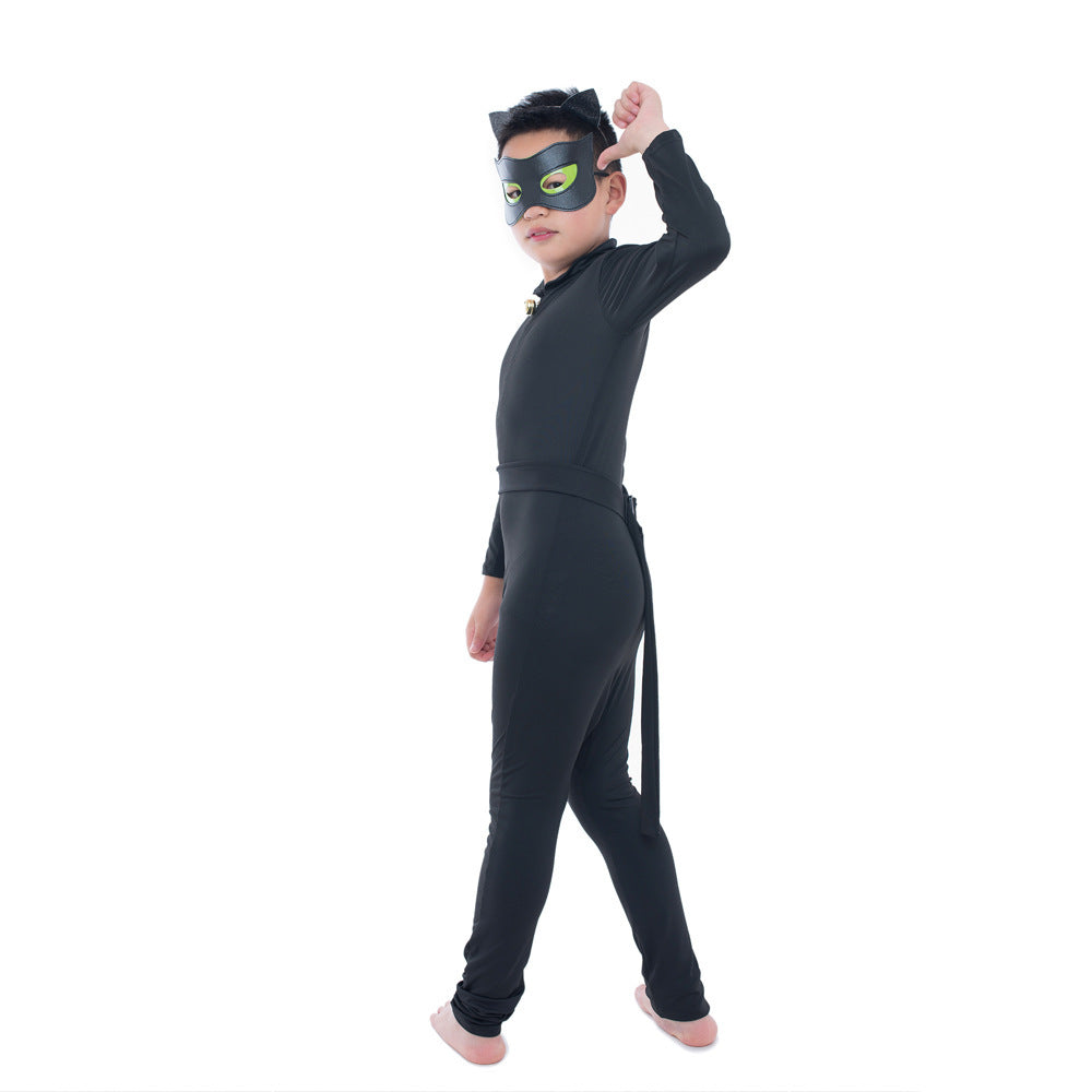 Costume de chat noir d'Halloween pour enfants