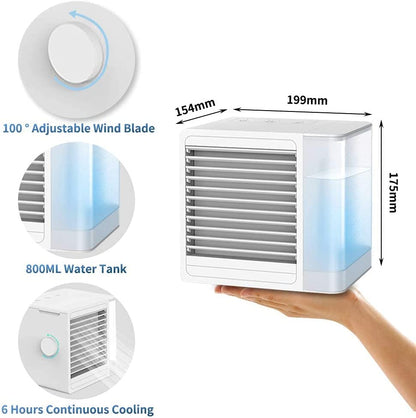 Aires acondicionados portátiles 3 en 1, enfriador de aire evaporativo con carga USB, mini aire acondicionado potente, silencioso y liviano portátil para habitación, dormitorio, oficina, cocina