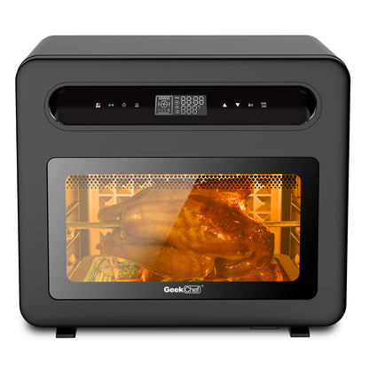 Geek Chef Steam Air Fryer Toast Oven Combo, comptoir de four à convection à vapeur de 26 QT, 50 préréglages de cuisson, avec 6 tranches de pain grillé, pizza 12 po, acier inoxydable noir. Interdit de référencement sur Amazon