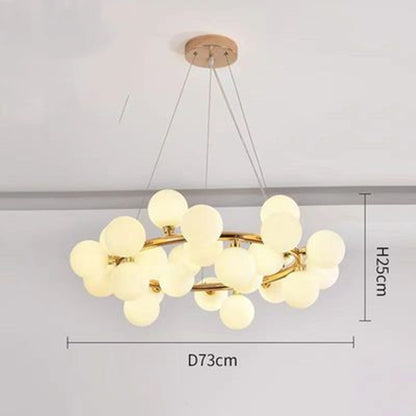 Lustre de barre de boule de verre multi-têtes de salle à manger créative