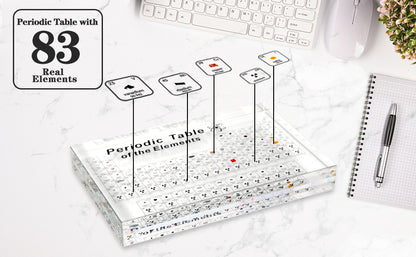 Tabla periódica con 83 tipos de elementos reales en el interior, muestras de tabla periódica de elementos acrílica, fácil de leer, regalos creativos para estudiantes y amantes de la ciencia