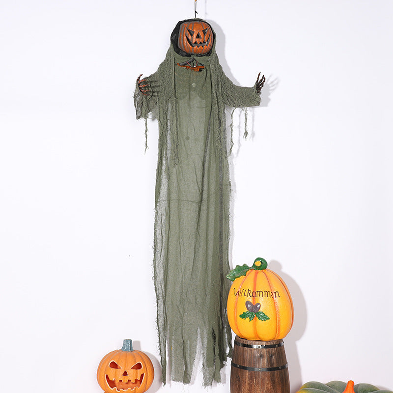 Halloween Decoration Pumpkin Hanging Ghost Chamber Haunted House Script Killing Voice Control Electric Horror Props